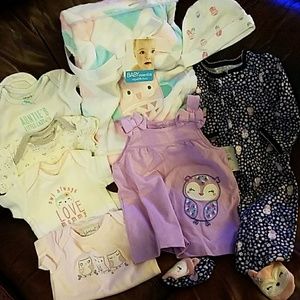 8 Piece Owl Themed Baby Girl Lot
